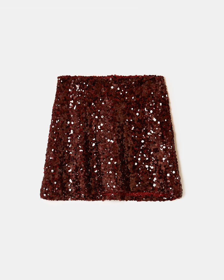 Sequined Skort | Bordeau