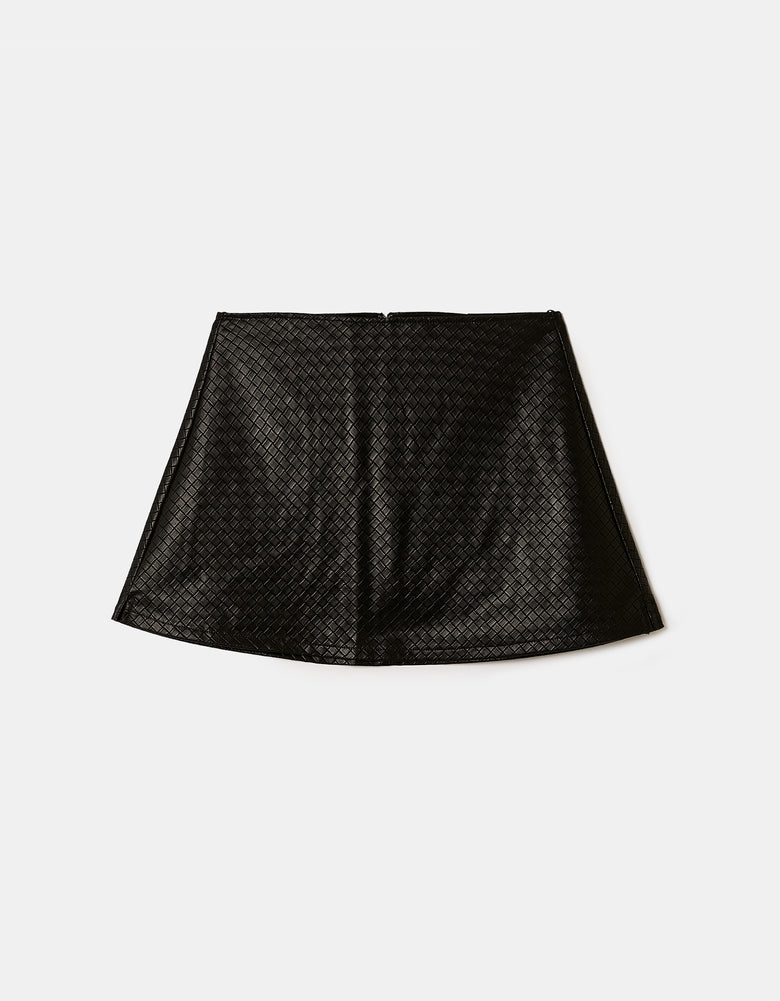 Faux Leather Mini Skort | Black