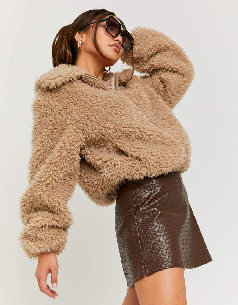 Faux Leather Mini Skort | Brown