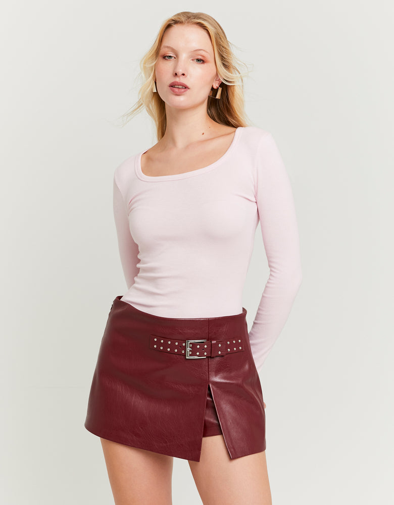 Skort with Belt | Bordeau