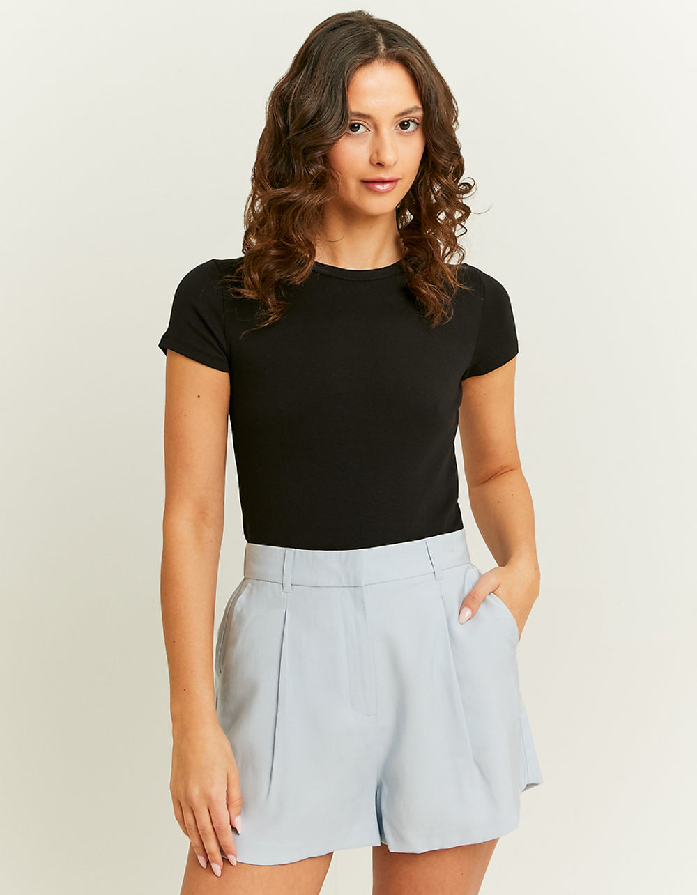 High Waisted Tailored Shorts | Light Blue