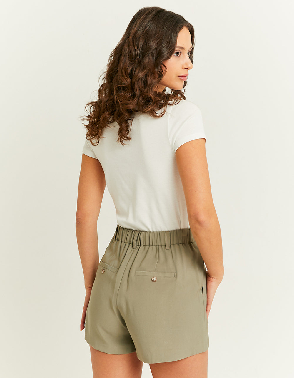 High Waisted Tailored Shorts | Khaki