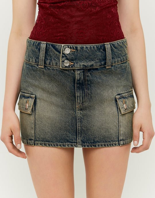 Denim Cargo Mini Skirt | Vintage Wash
