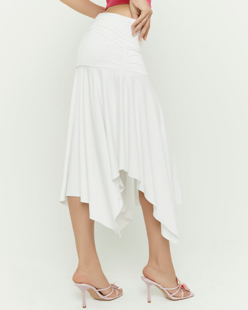 Ruffle Midi Skirt | White