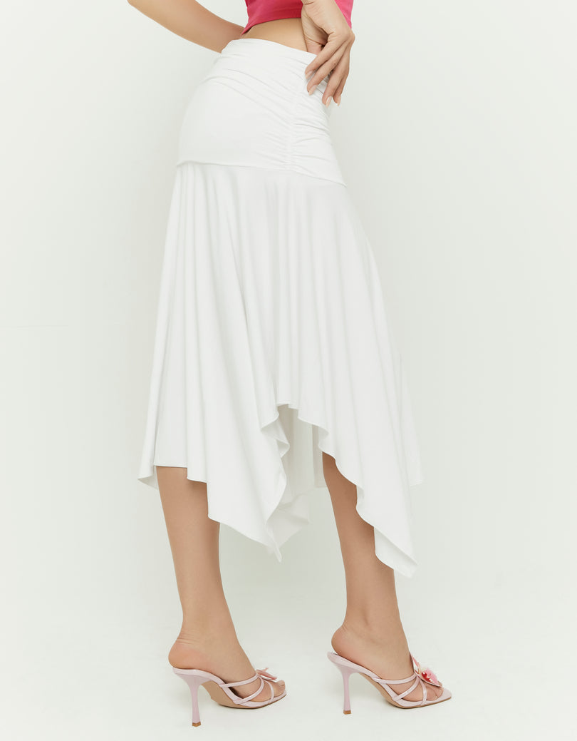 Ruffle Midi Skirt | White
