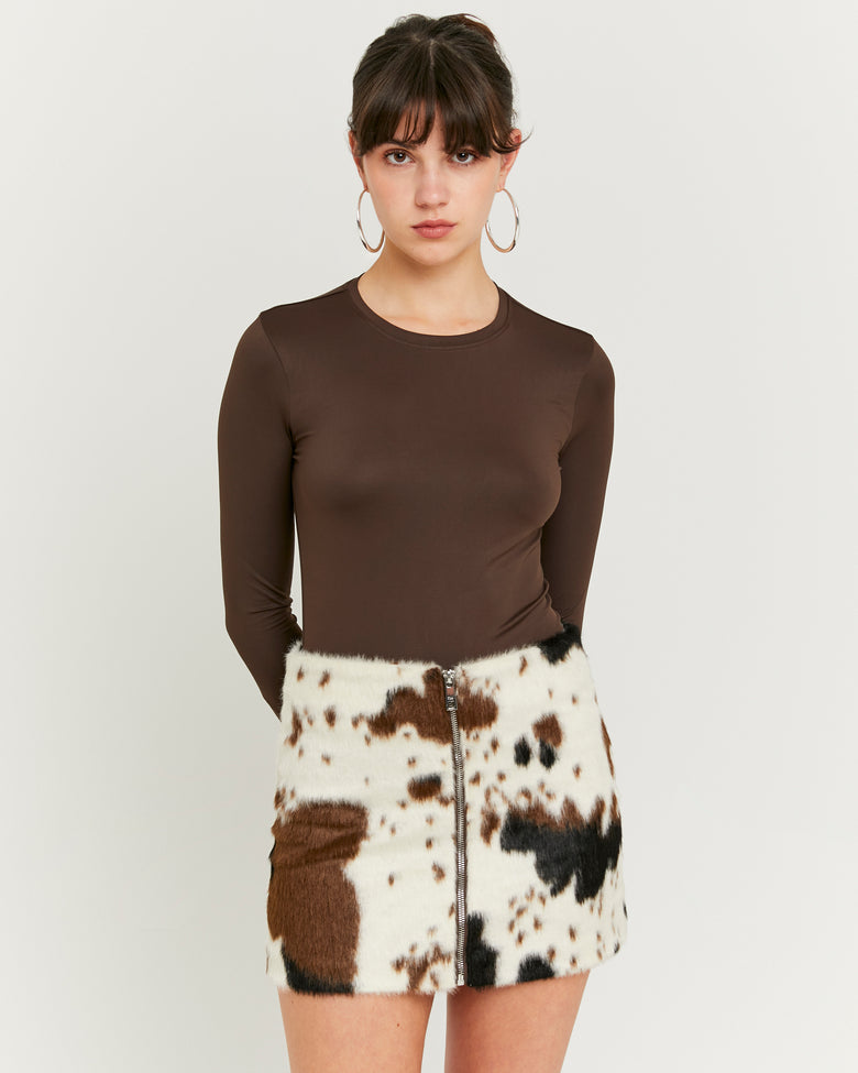 Cow Printed Zip Up Skirt | Animal Print