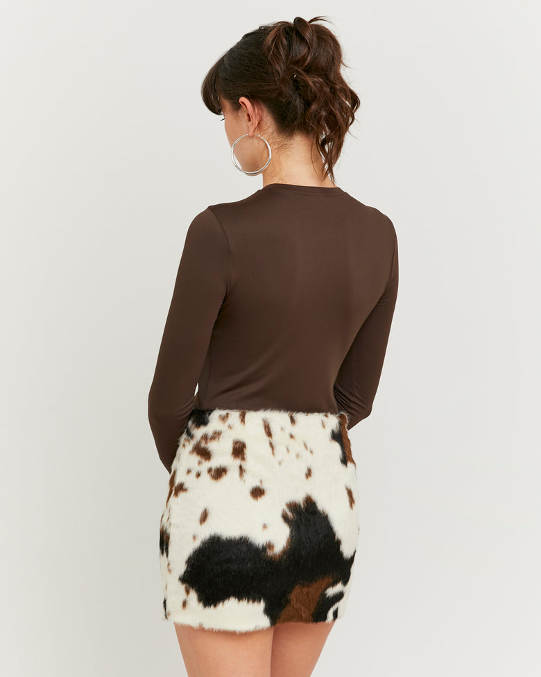 Cow Printed Zip Up Skirt | Animal Print