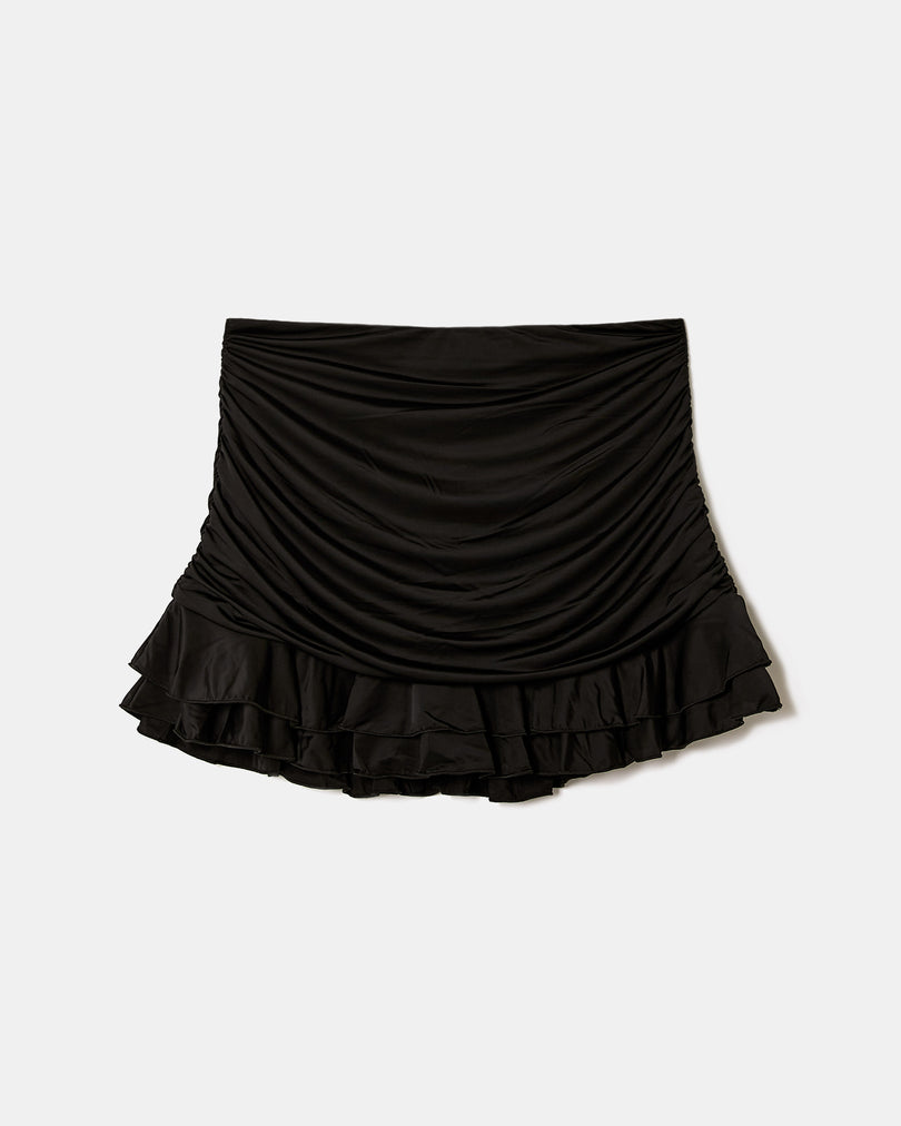 Mini Skirt with Ruffles | Black