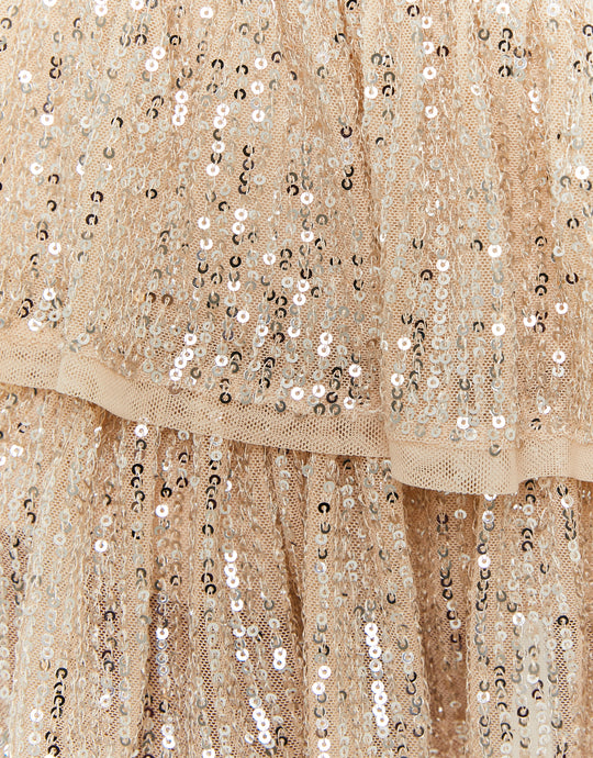Sequin Mini Skirt | Beige
