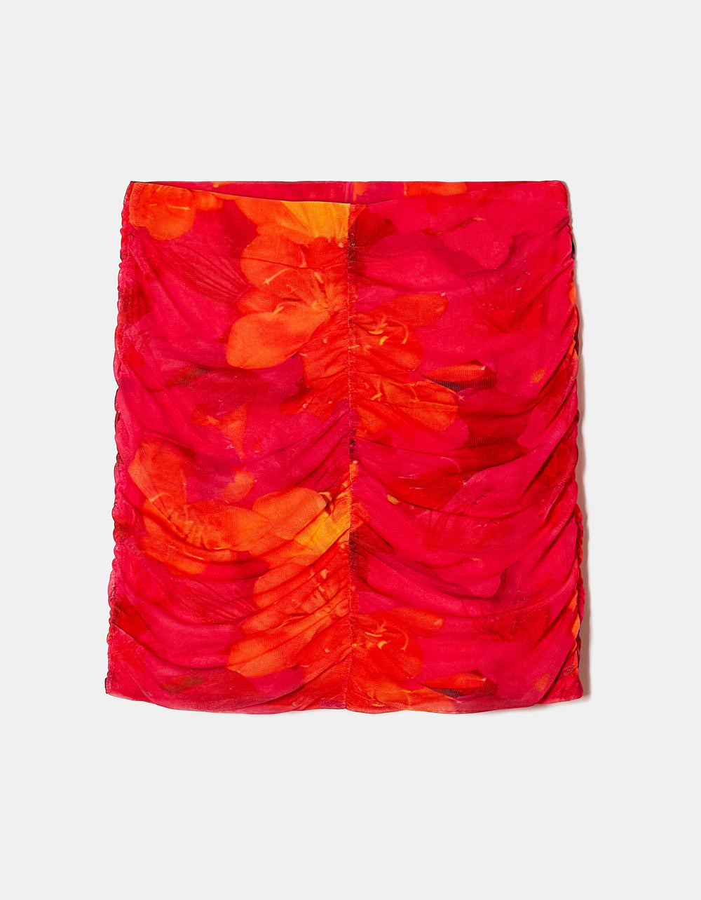 Mesh mini skirt with floral print | Multicolor