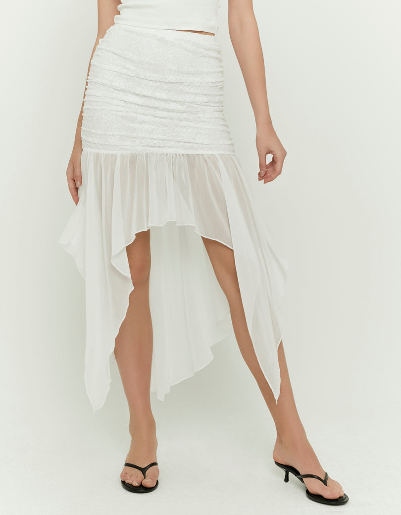 Long Ruffle Skirt | White