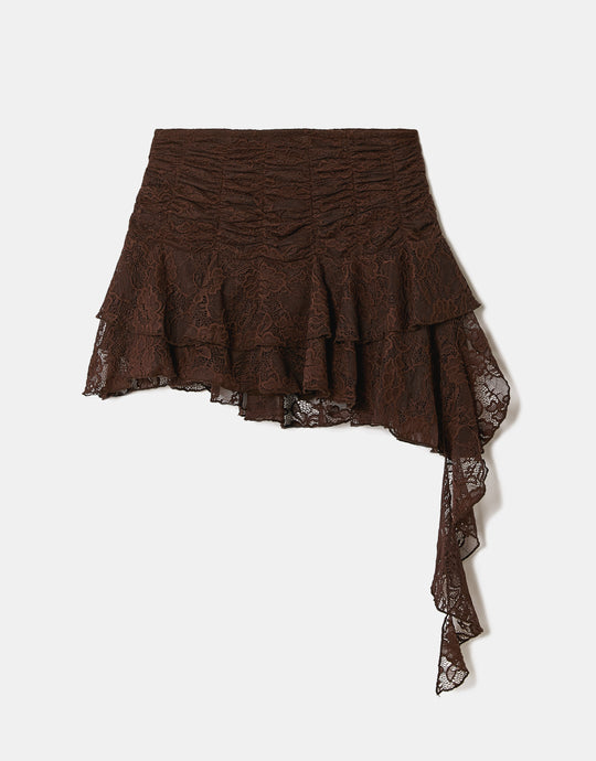 Lace Mini Skirt | Brown