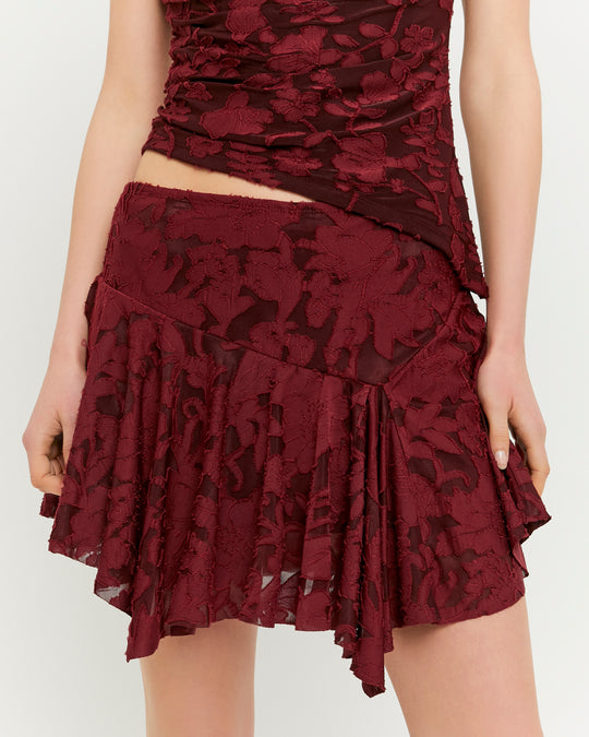 Floral Mini Skirt | Bordeau