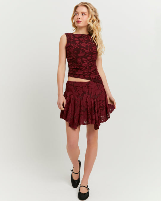 Floral Mini Skirt | Bordeau