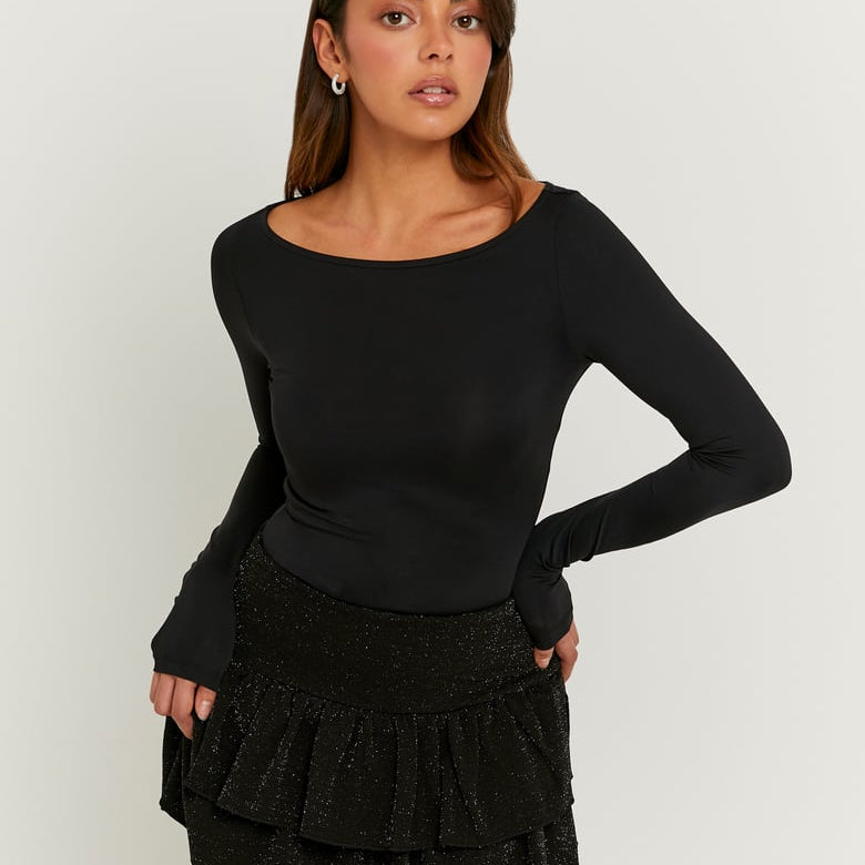 Lurex Skort with Ruffles | Black