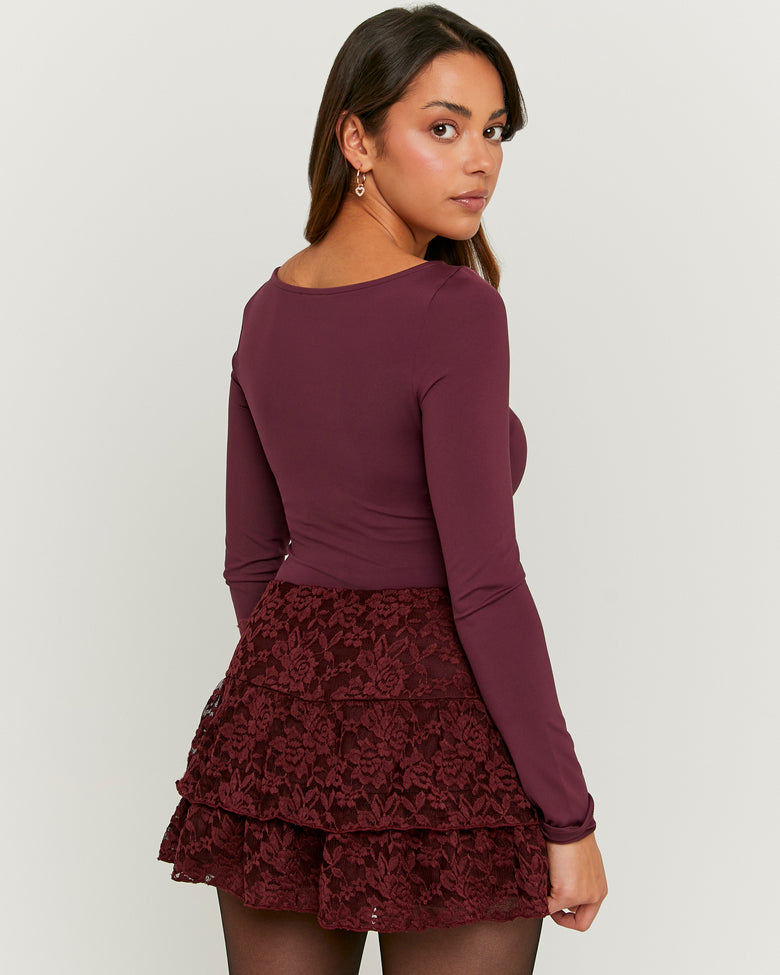 Lace Skort with Ruffles | Bordeau
