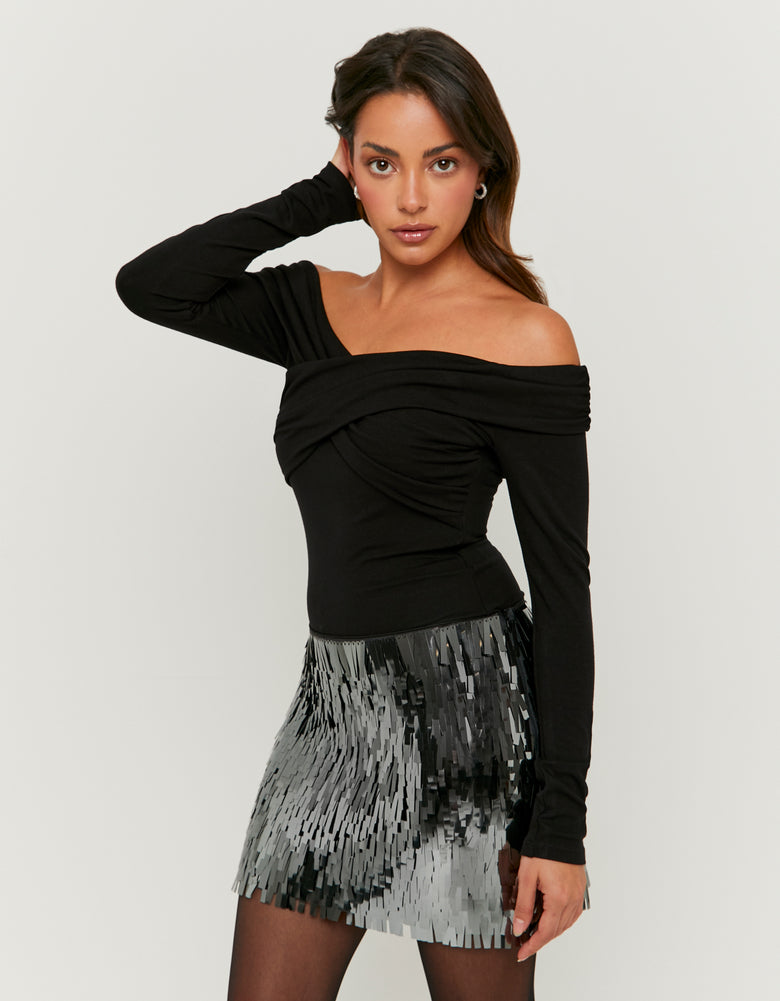 Silver Sequined Skirt | Silver