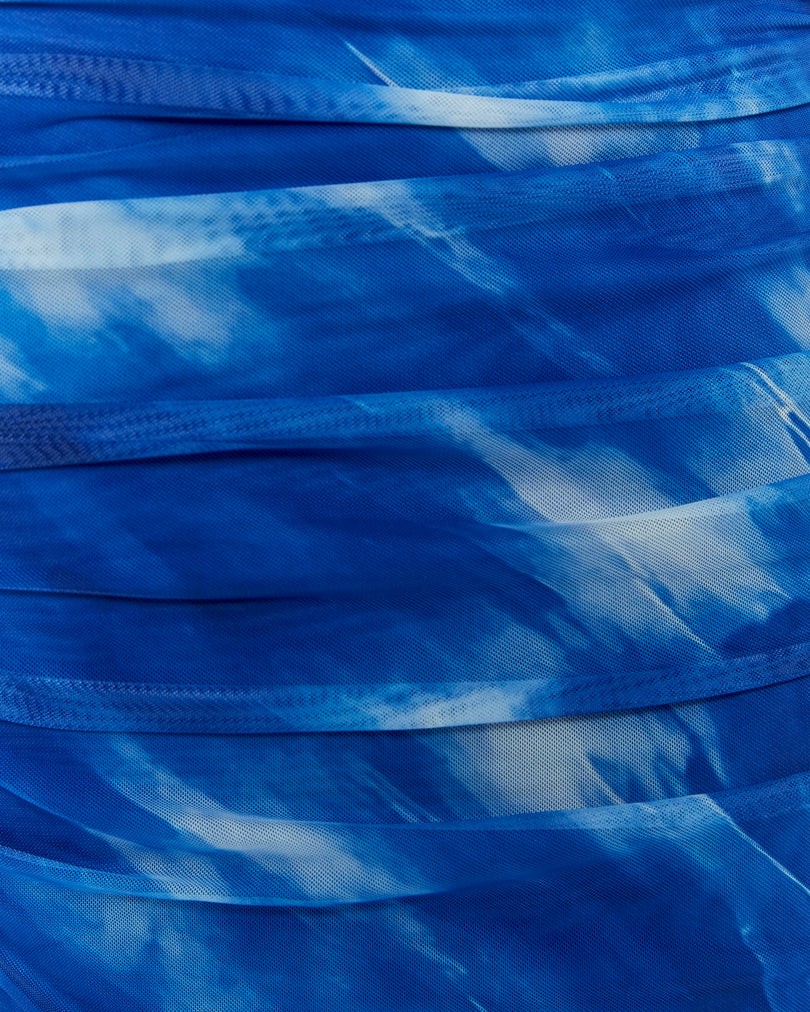 Long Gathered Skirt | Blue Melange