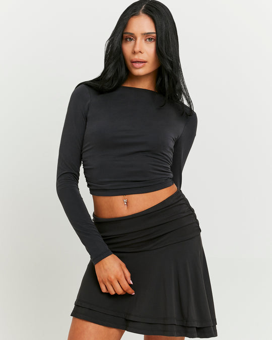 Asymmetric Mini Skirt | Black