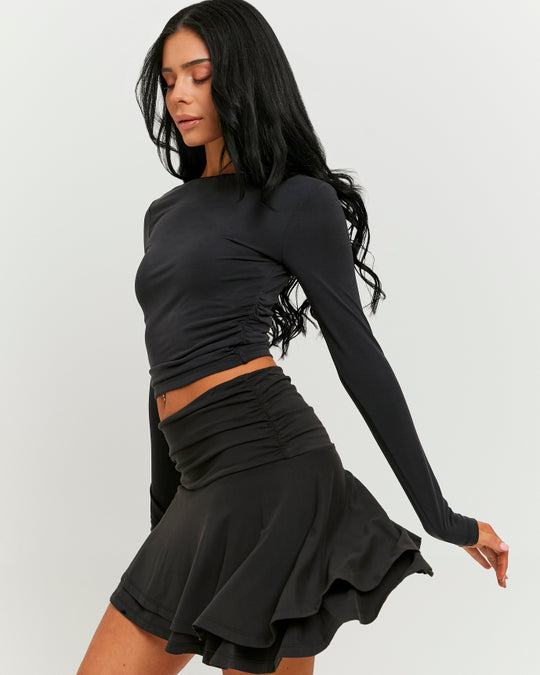 Asymmetric Mini Skirt | Black