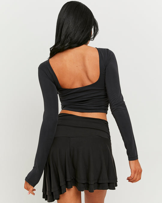 Asymmetric Mini Skirt | Black
