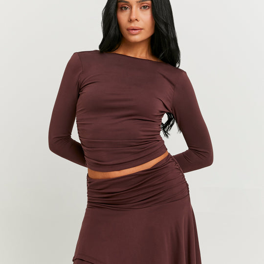 Asymmetric Mini Skirt | Bordeau