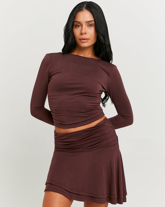 Asymmetric Mini Skirt | Bordeau
