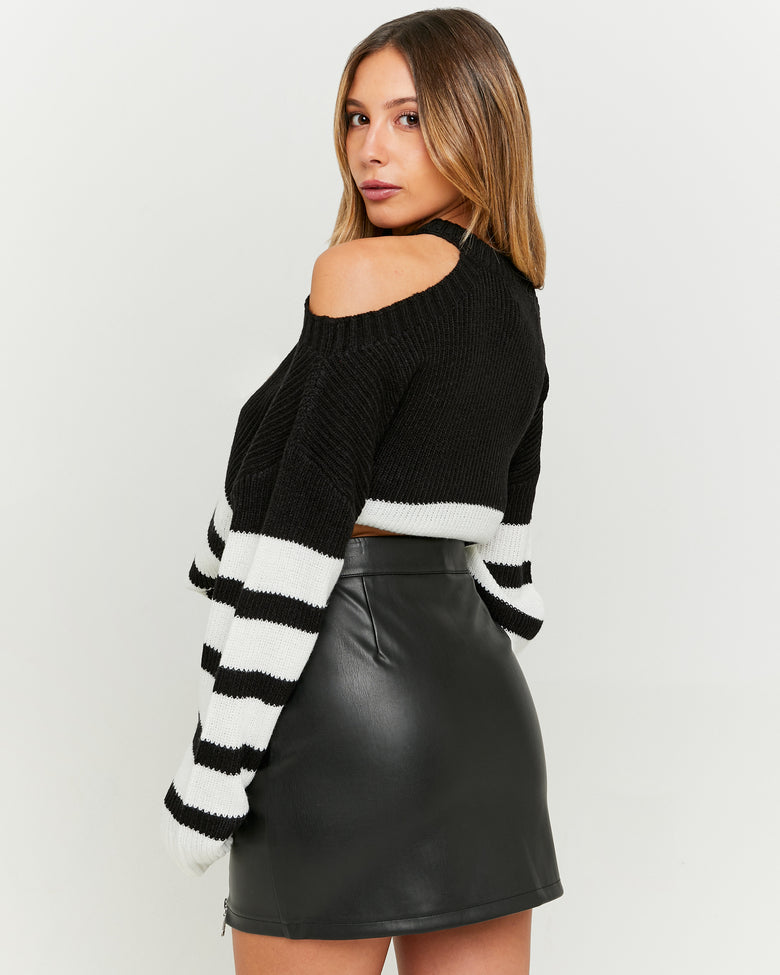 Faux Leather Zipped Mini Skirt | Black