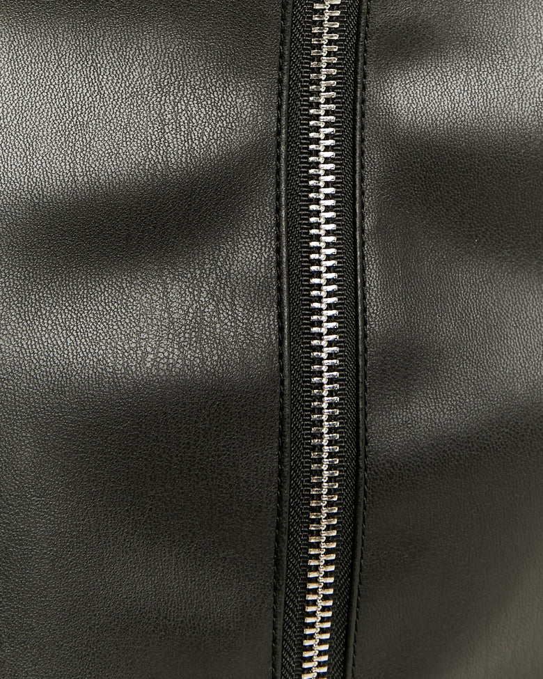 Faux Leather Zipped Mini Skirt | Black