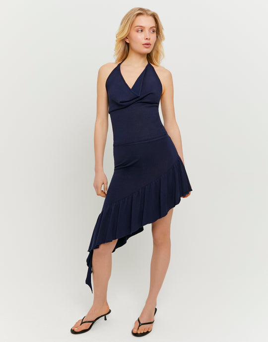 Skirt Asymmetric with Ruffles | Navy