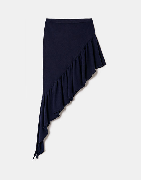 Skirt Asymmetric with Ruffles | Navy