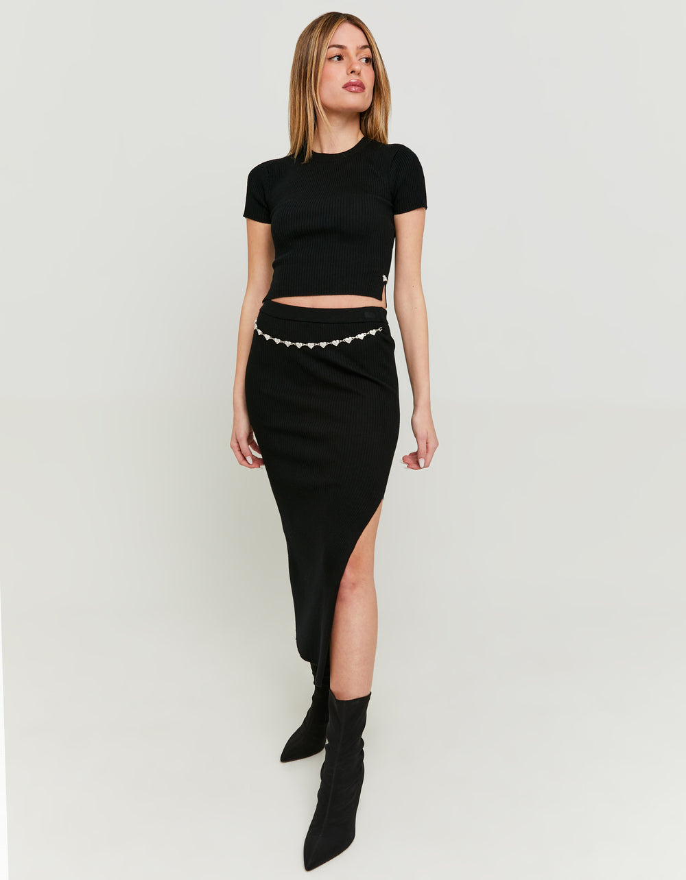 Maxi knit skirt | Black