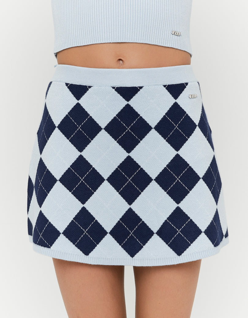 Knitted Mini Skirt | Blue-Black