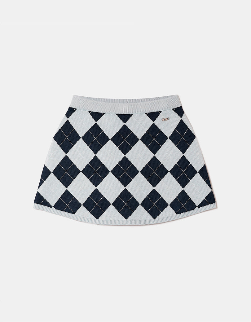 Knitted Mini Skirt | Blue-Black