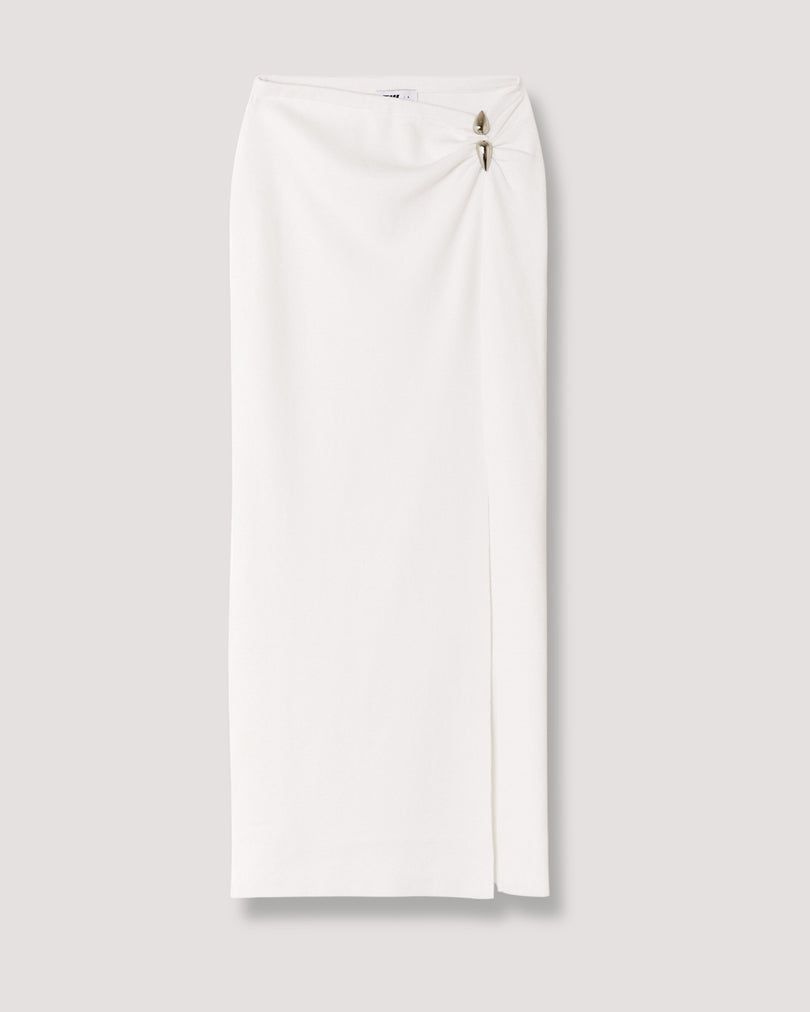 Long Skirt with Slit | White