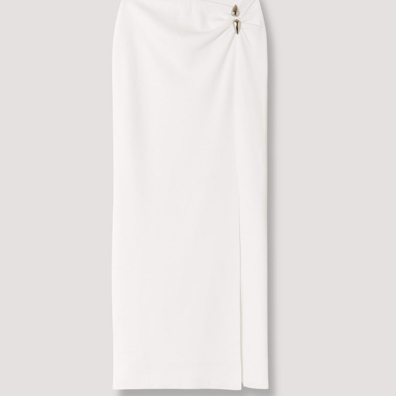 Long Skirt with Slit | White