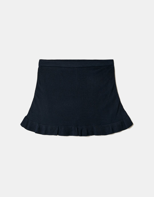 Knit Mini Skirt With Ruffles | Navy