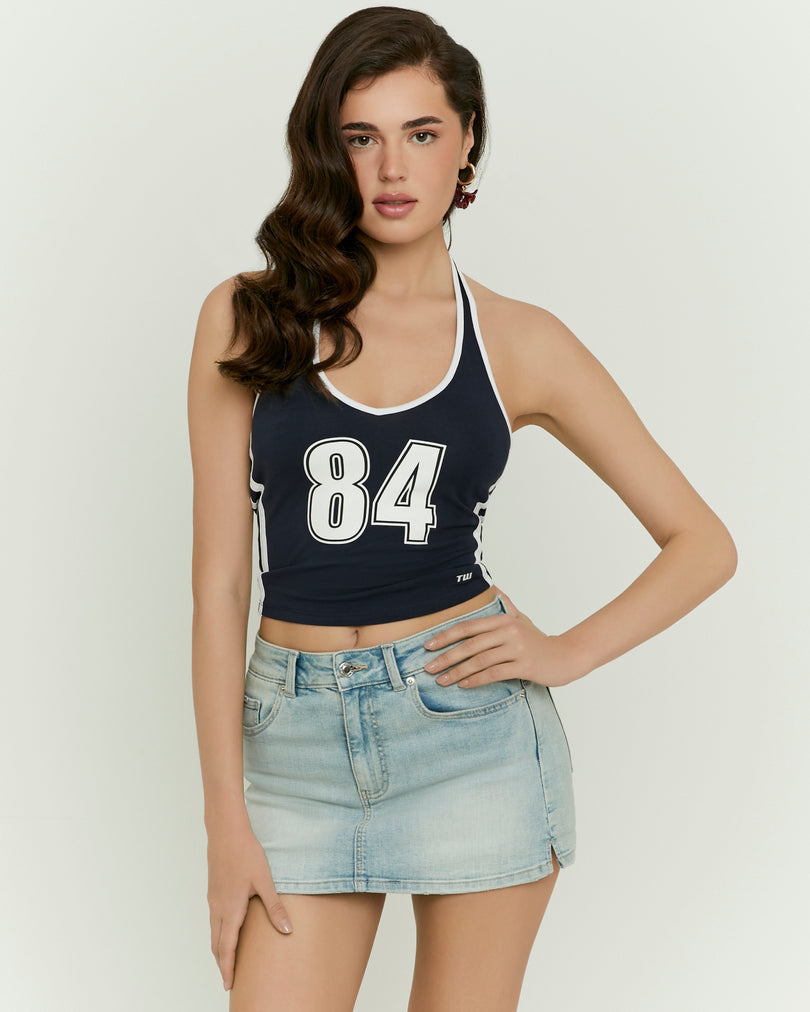 Halter Crop Top | Navy