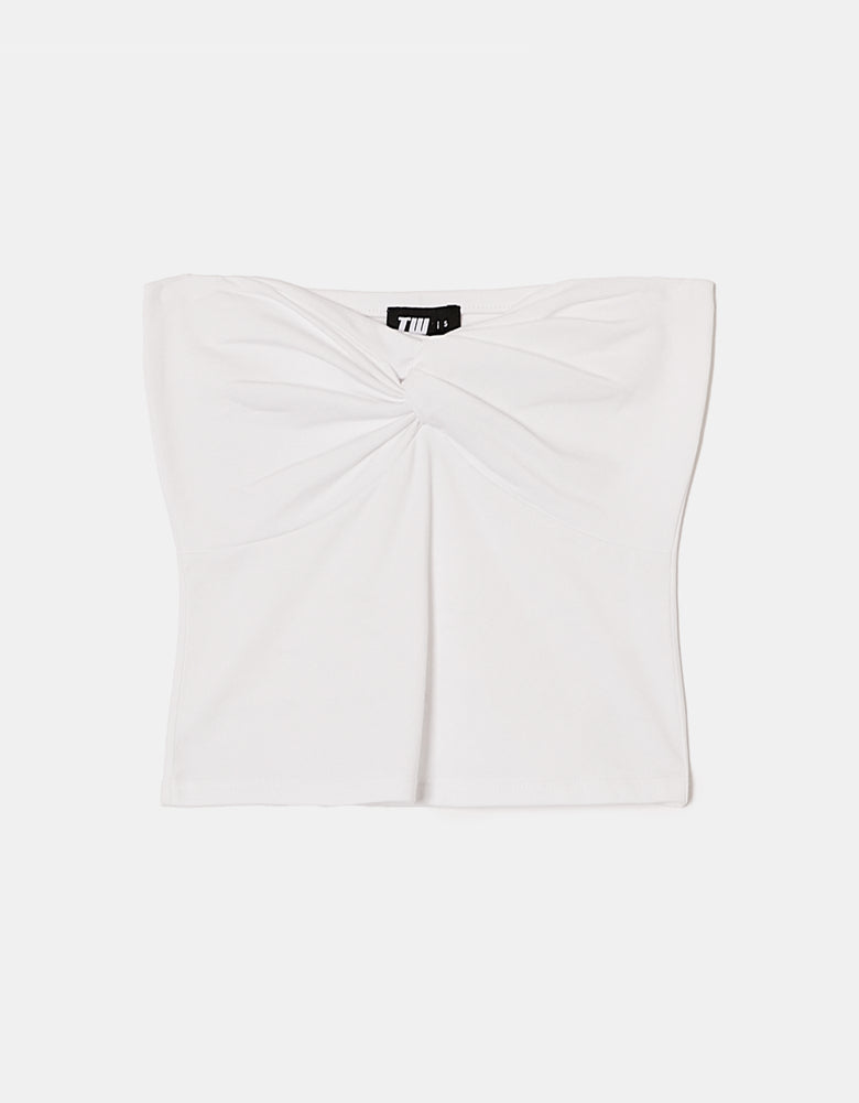 Basic Cropped Bandeau Top | White