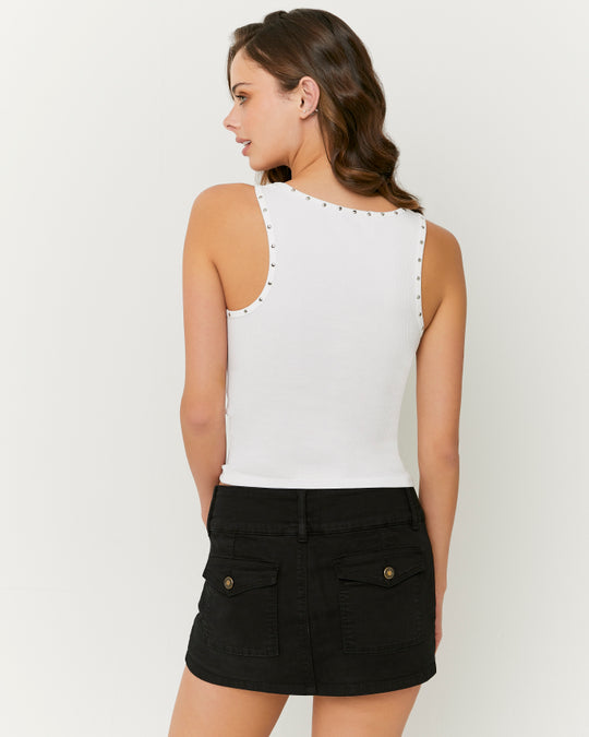 Basic Tank Top with studs | White