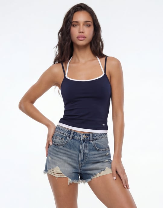 Two Colors Basic Tank Top | Navy