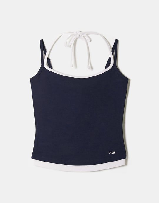 Two Colors Basic Tank Top | Navy