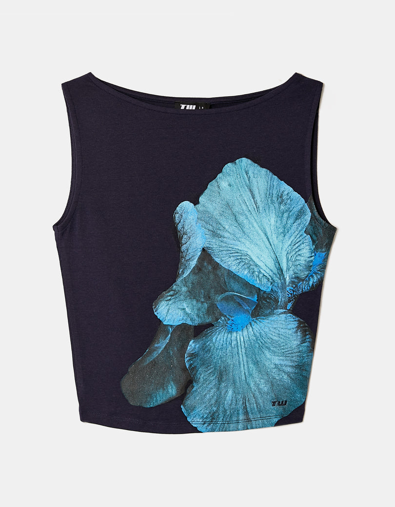 Printed Top | Navy