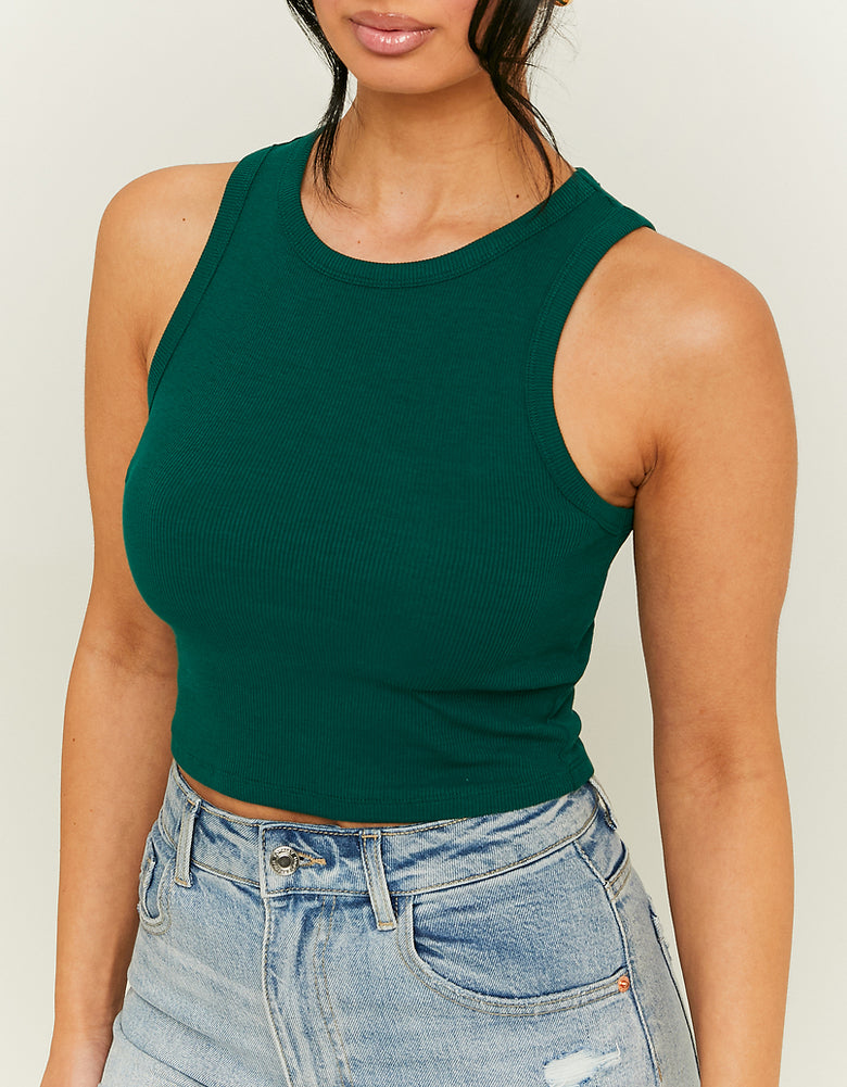 Basic Cropped Tank Top | Green