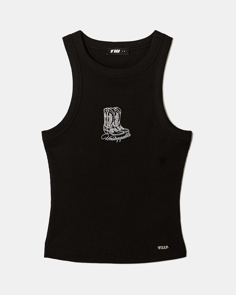 Printed Tank Top | Black