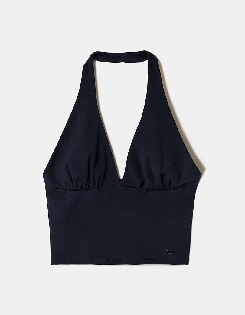 Halter Crop Top | Navy