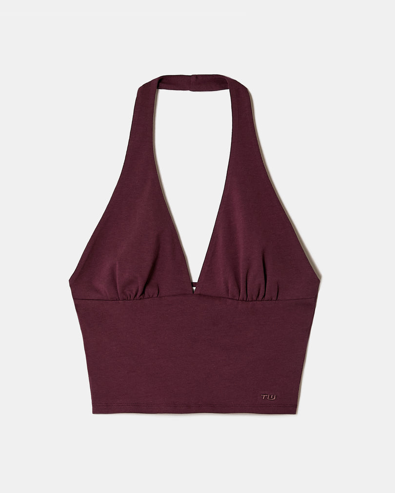Halter Crop Top | Bordeau