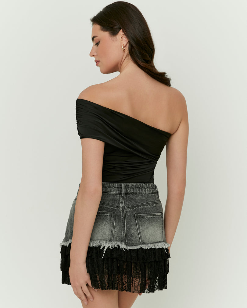 One Shoulder Crop Top | Black