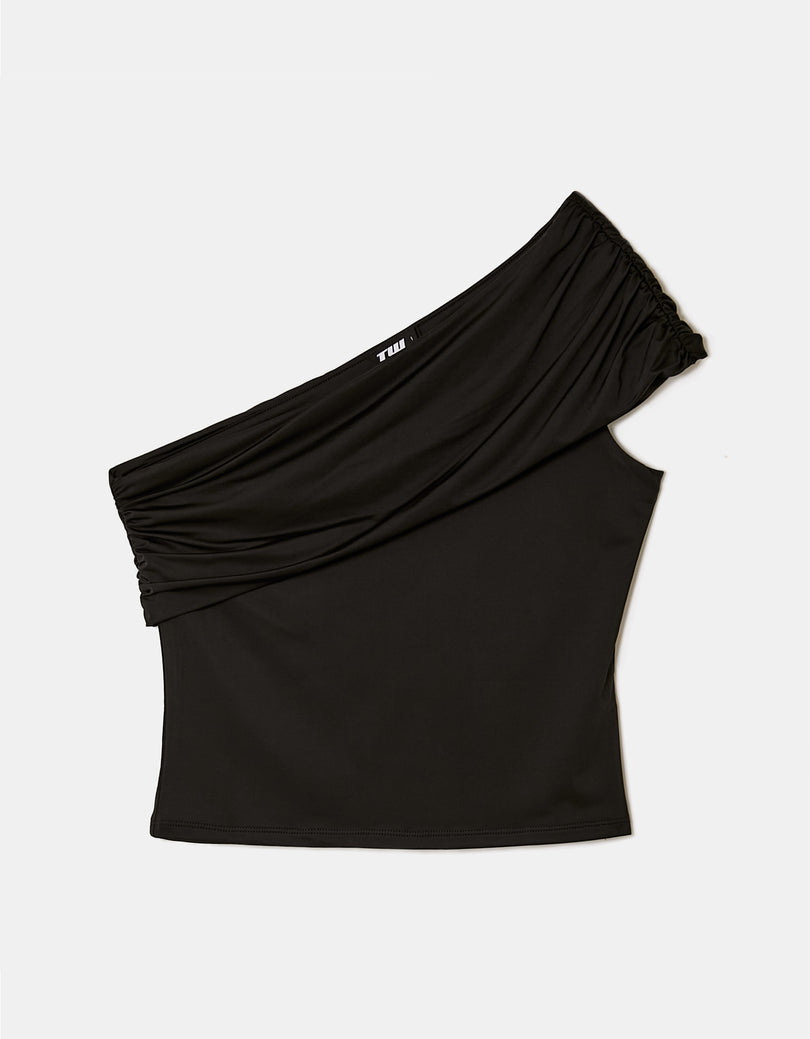 One Shoulder Crop Top | Black