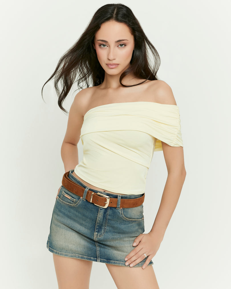One Shoulder Crop Top | Yellow